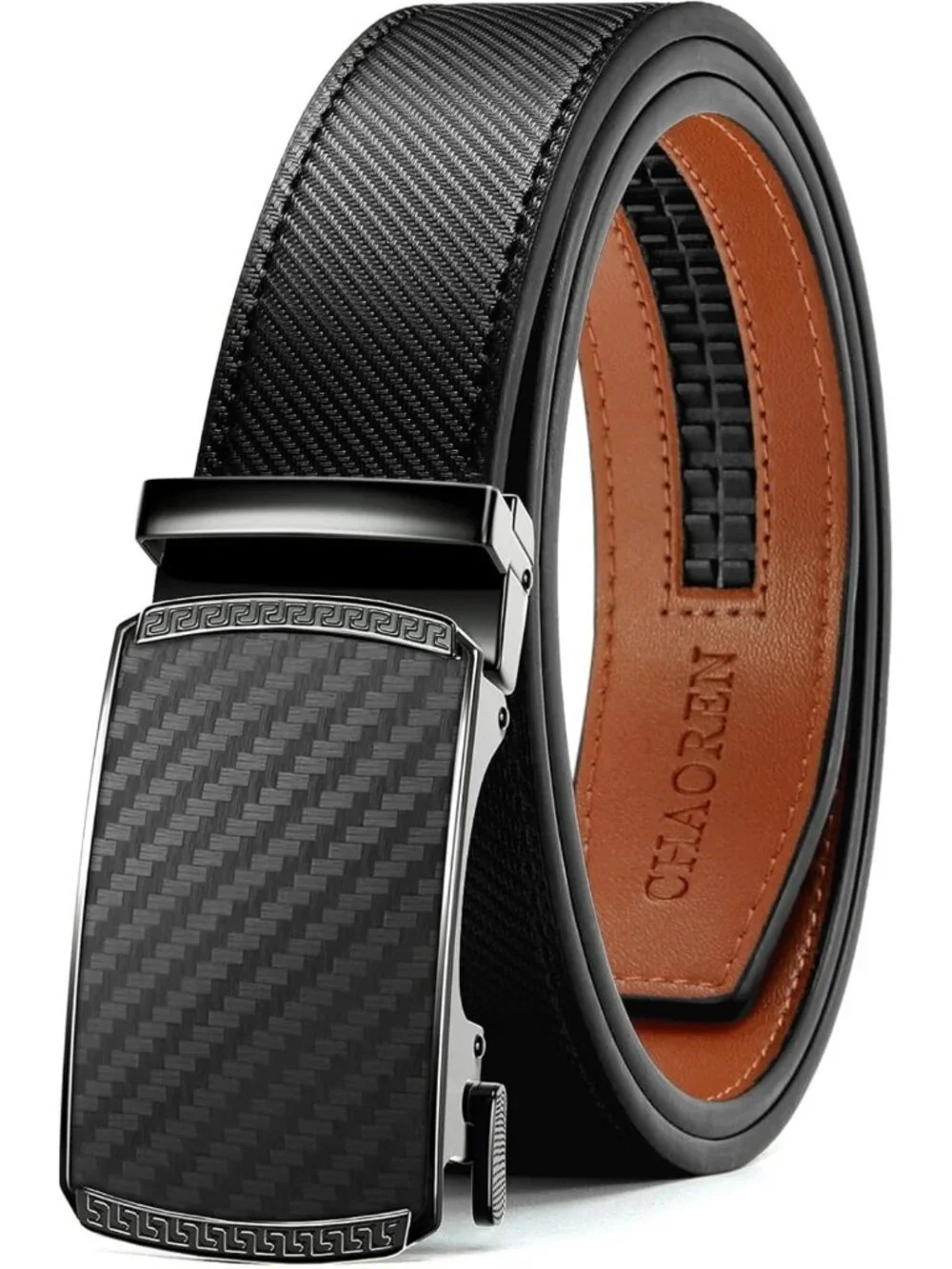 Men's Leather Ratchet Belt - Adjustable Fit, Stylish & Durable (35mm)